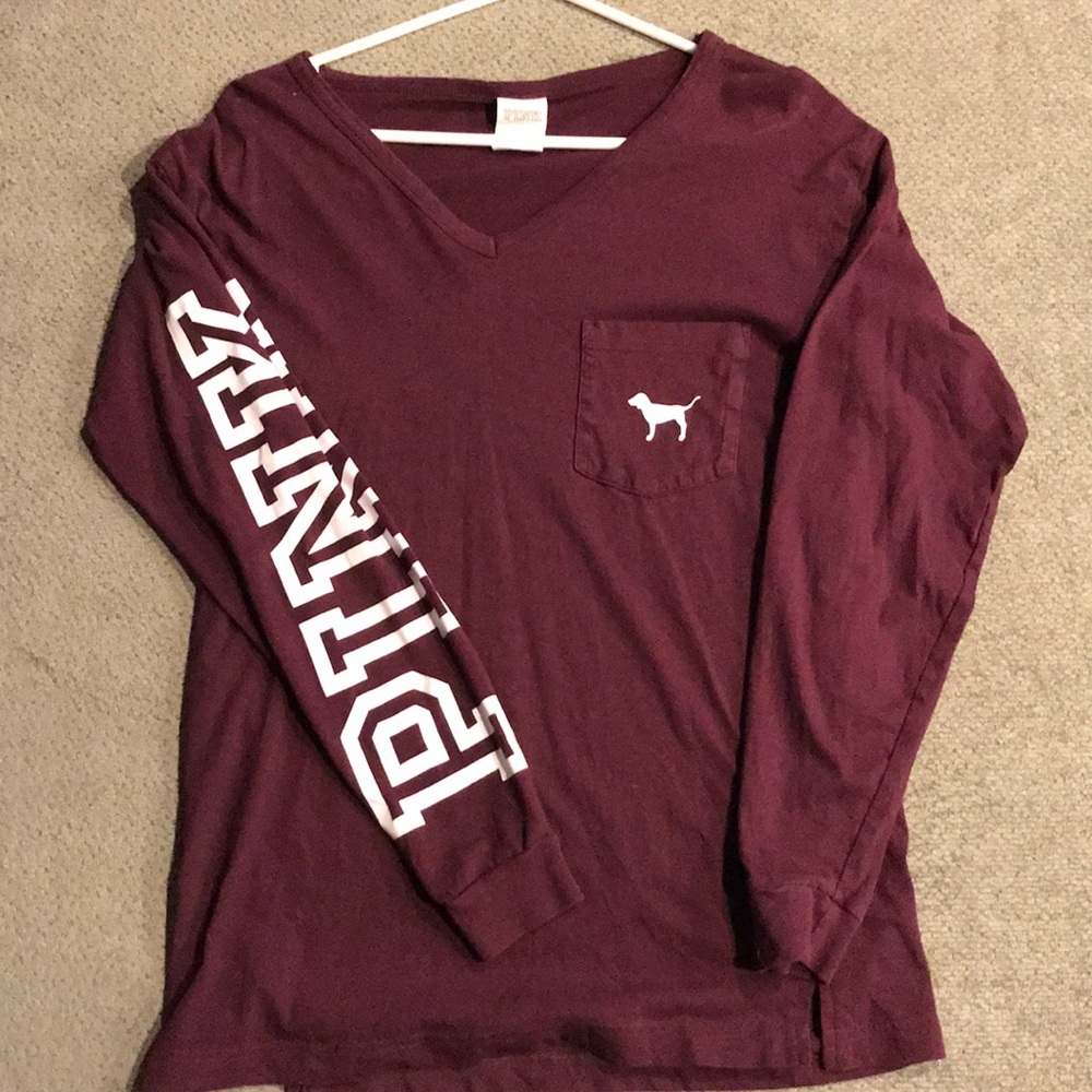 PINK long sleeve top purple/maroon